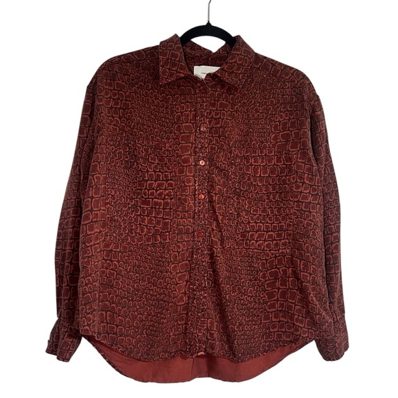 Women’s Current/Elliott The Percy Road Blouse Croc Brown Size 2 or Size Medium - Picture 3 of 11